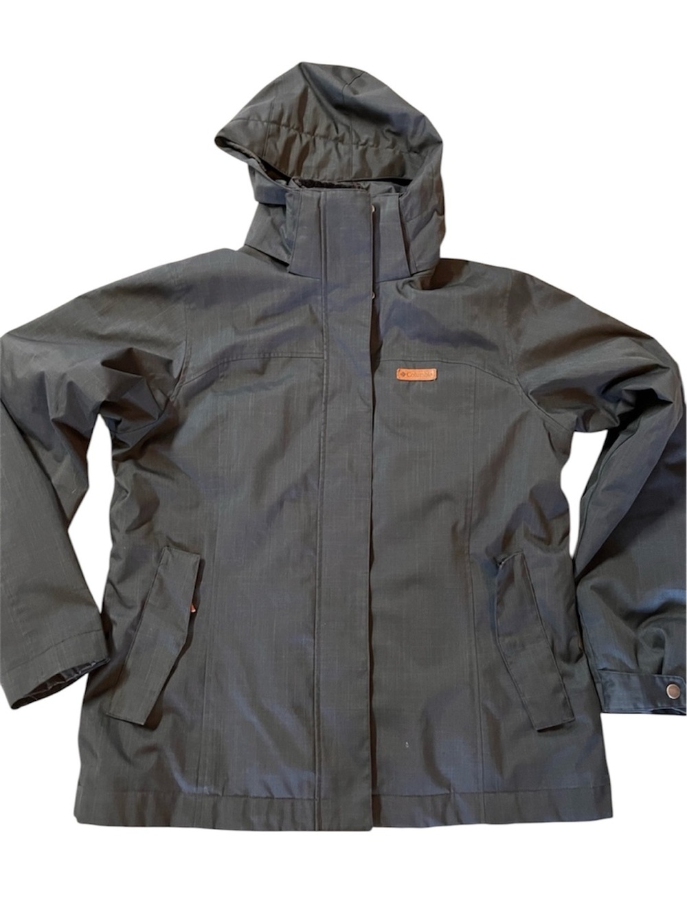 Columbia dark grey Hooded Parka with Faux Fur Trim. Large. Women. Fall winter